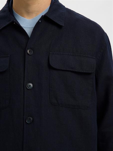 SLH-LEROY LINEN BLEND OVERSHIRT LS NOOS sky captain