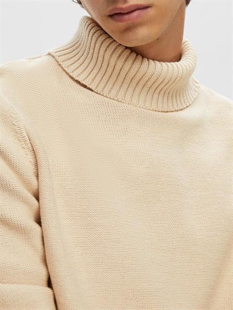 SLHAXEL LS KNIT ROLL NECK NOOS oatmeal2