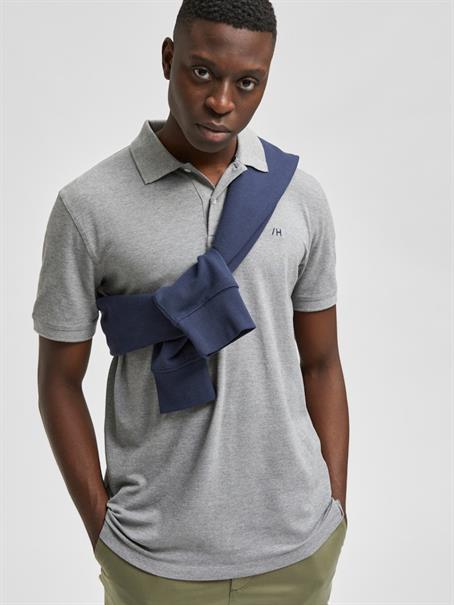 SLHAZE SS POLO W NOOS medium grey melange