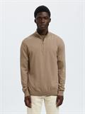 SLHBERG LS HALF ZIP NOOS savannah tan