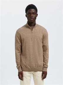 SLHBERG LS HALF ZIP NOOS savannah tan