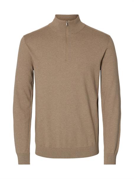 SLHBERG LS HALF ZIP NOOS savannah tan