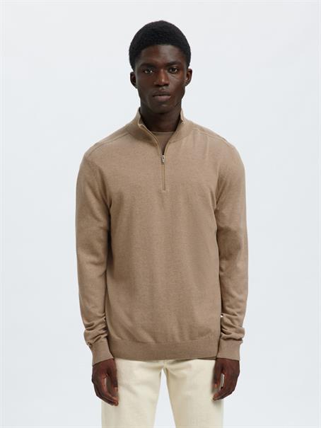 SLHBERG LS HALF ZIP NOOS savannah tan