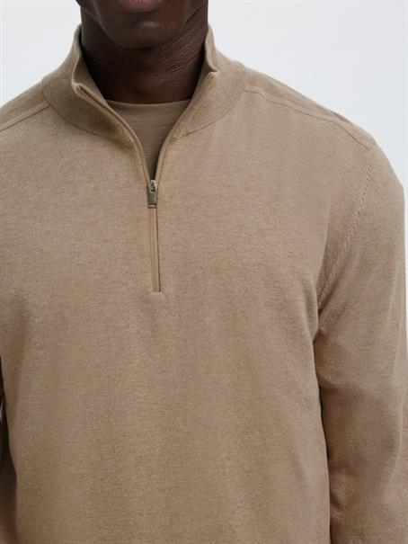SLHBERG LS HALF ZIP NOOS savannah tan