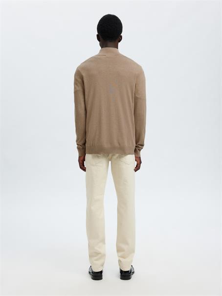 SLHBERG LS HALF ZIP NOOS savannah tan