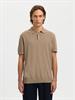 SLHBERG SS KNIT POLO NOOS savannah tan