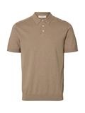 SLHBERG SS KNIT POLO NOOS savannah tan