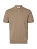 SLHBERG SS KNIT POLO NOOS savannah tan
