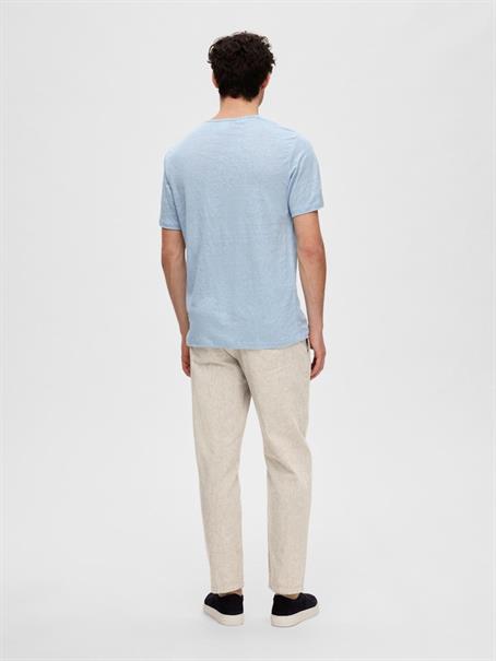 SLHBET LINEN SS O-NECK TEE cashmere blue