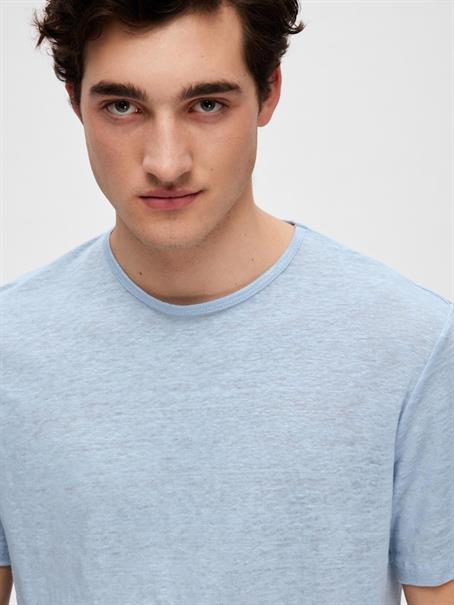 SLHBET LINEN SS O-NECK TEE cashmere blue