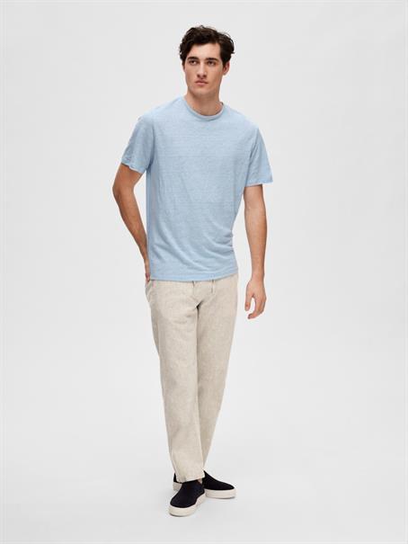 SLHBET LINEN SS O-NECK TEE cashmere blue