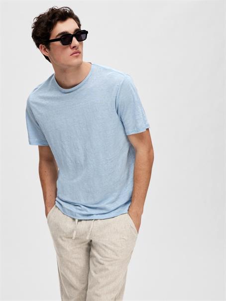 SLHBET LINEN SS O-NECK TEE cashmere blue