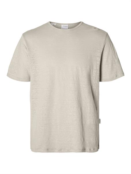 SLHBET LINEN SS O-NECK TEE oatmeal