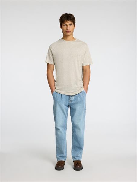 SLHBET LINEN SS O-NECK TEE oatmeal