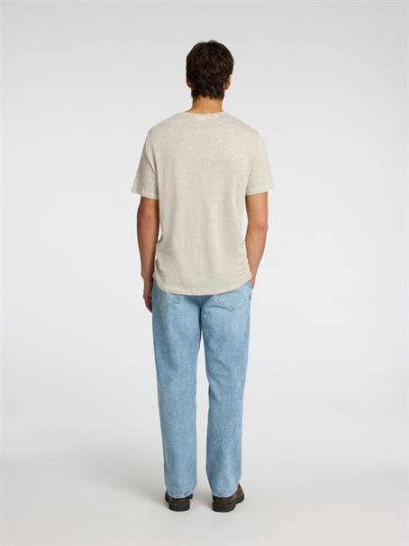 SLHBET LINEN SS O-NECK TEE oatmeal