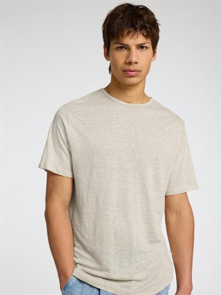 SLHBET LINEN SS O-NECK TEE oatmeal