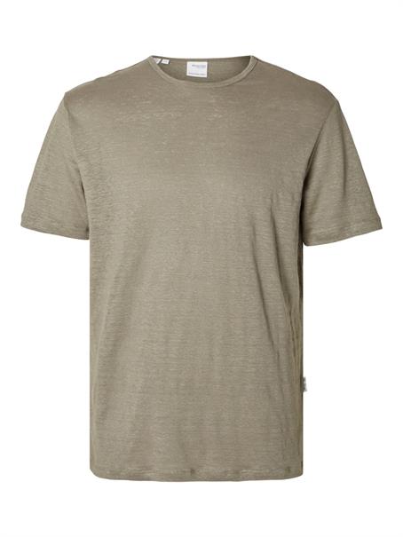 SLHBET LINEN SS O-NECK TEE vetiver