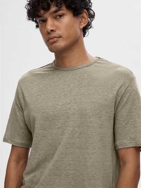 SLHBET LINEN SS O-NECK TEE vetiver