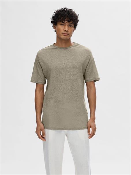 SLHBET LINEN SS O-NECK TEE vetiver
