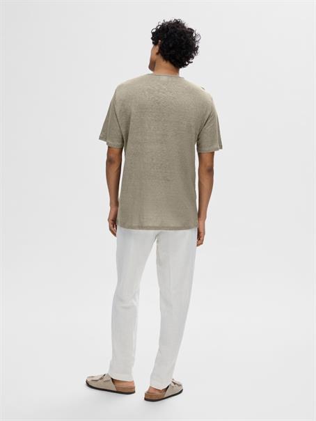 SLHBET LINEN SS O-NECK TEE vetiver