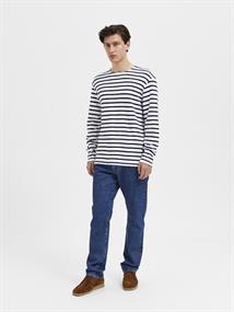 SLHBRIAC STRIPE LS O-NECK TEE NOOS bright white
