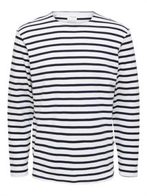 SLHBRIAC STRIPE LS O-NECK TEE NOOS bright white