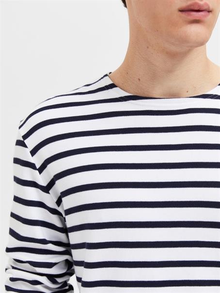 SLHBRIAC STRIPE LS O-NECK TEE NOOS bright white
