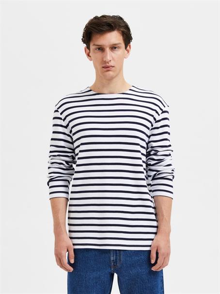 SLHBRIAC STRIPE LS O-NECK TEE NOOS bright white