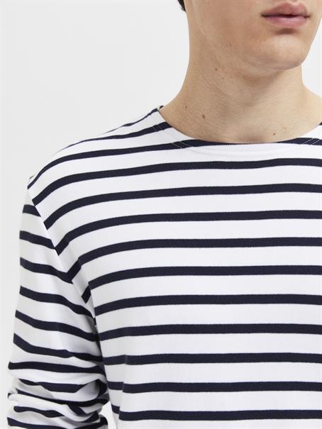 SLHBRIAC STRIPE LS O-NECK TEE NOOS bright white
