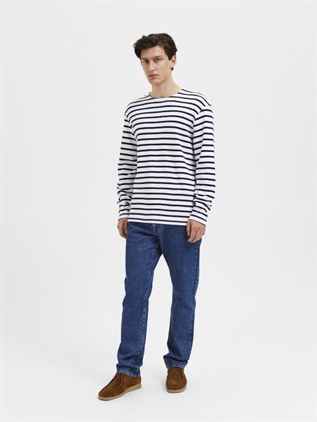SLHBRIAC STRIPE LS O-NECK TEE NOOS bright white
