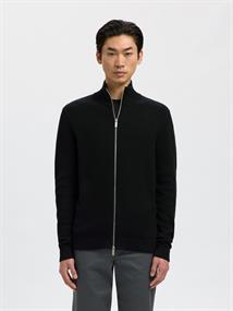 SLHDANE LS KNIT STRUCTURE FULL ZIP NOOS black