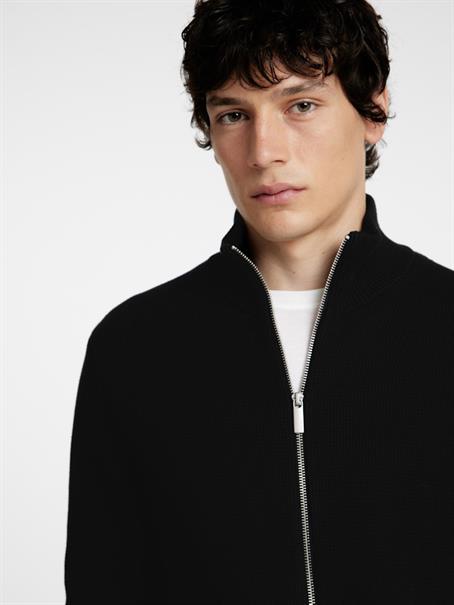 SLHDANE LS KNIT STRUCTURE FULL ZIP NOOS black