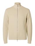 SLHDANE LS KNIT STRUCTURE FULL ZIP NOOS oatmeal