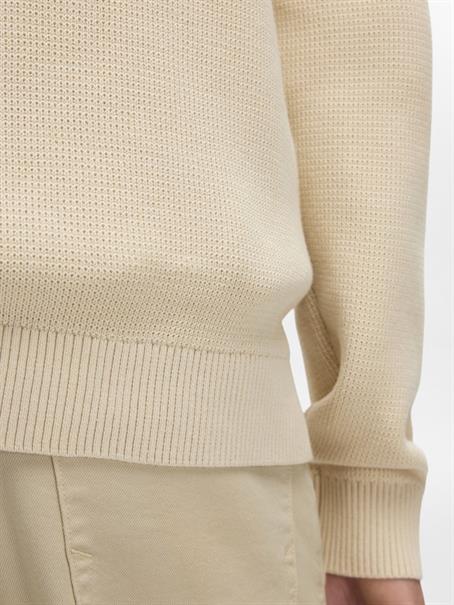 SLHDANE LS KNIT STRUCTURE FULL ZIP NOOS oatmeal
