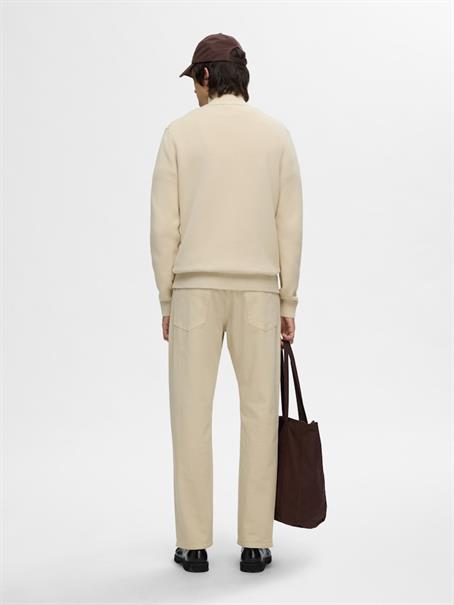 SLHDANE LS KNIT STRUCTURE FULL ZIP NOOS oatmeal