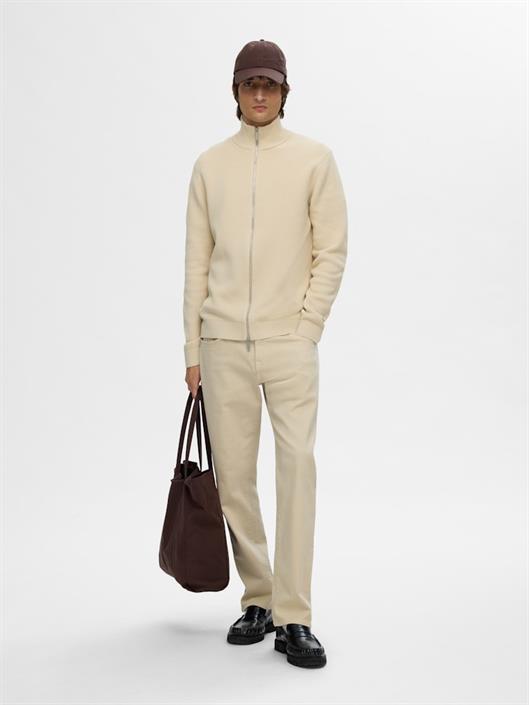 slhdane-ls-knit-structure-full-zip-noos-oatmeal