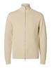 SLHDANE LS KNIT STRUCTURE FULL ZIP NOOS oatmeal