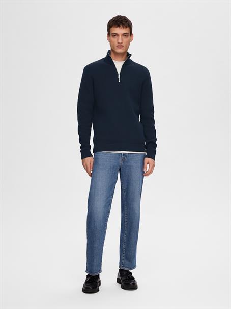 SLHDANE LS KNIT STRUCTURE HALF ZIP NOOS sky captain
