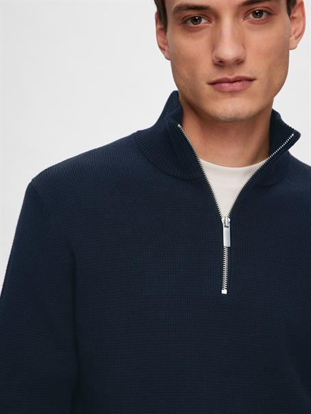 SLHDANE LS KNIT STRUCTURE HALF ZIP NOOS sky captain