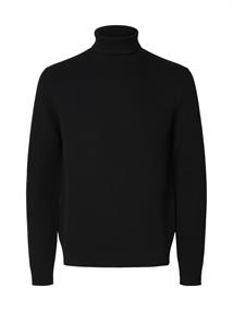 SLHDANE LS KNIT STRUCTURE ROLL NECK NOOS black