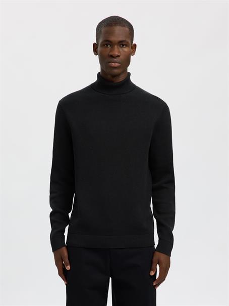 SLHDANE LS KNIT STRUCTURE ROLL NECK NOOS black