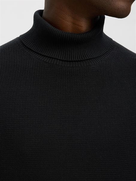 SLHDANE LS KNIT STRUCTURE ROLL NECK NOOS black