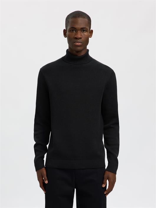 slhdane-ls-knit-structure-roll-neck-noos-black