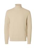 SLHDANE LS KNIT STRUCTURE ROLL NECK NOOS oatmeal