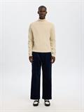 SLHDANE LS KNIT STRUCTURE ROLL NECK NOOS oatmeal