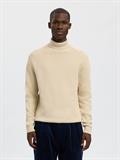 SLHDANE LS KNIT STRUCTURE ROLL NECK NOOS oatmeal