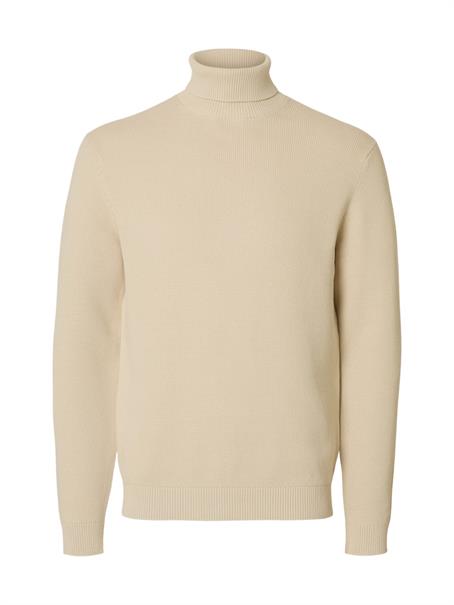 SLHDANE LS KNIT STRUCTURE ROLL NECK NOOS oatmeal