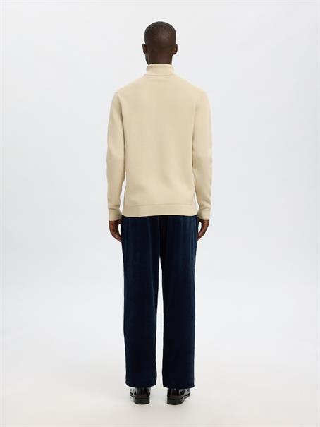 SLHDANE LS KNIT STRUCTURE ROLL NECK NOOS oatmeal