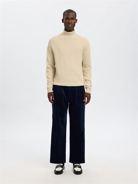 SLHDANE LS KNIT STRUCTURE ROLL NECK NOOS oatmeal
