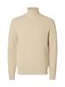 SLHDANE LS KNIT STRUCTURE ROLL NECK NOOS oatmeal